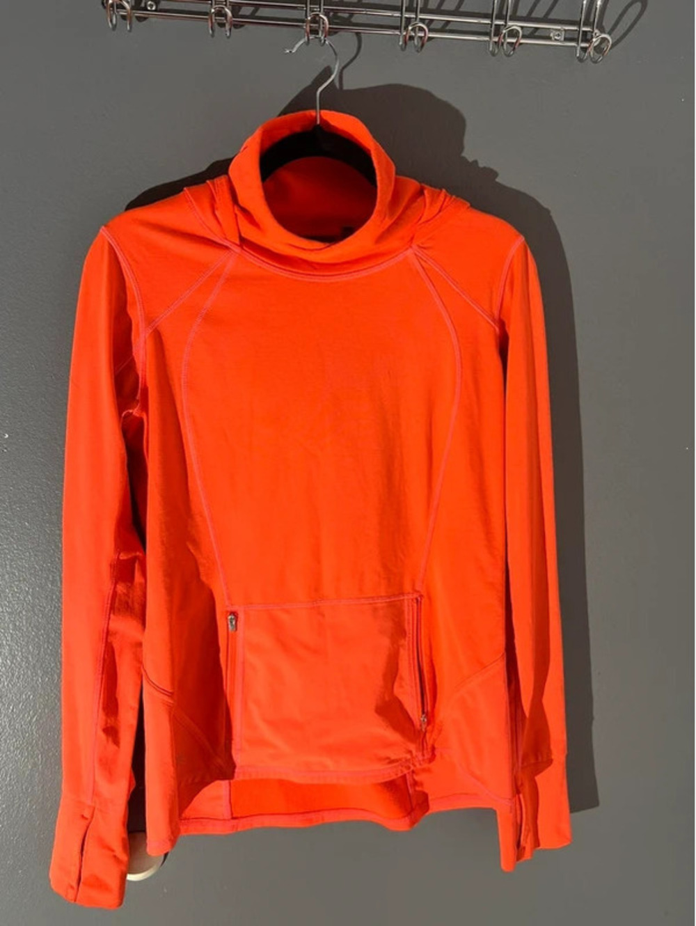 Athleta Vibrant Orange Cowl Neck Pullover Hoodie - Size S